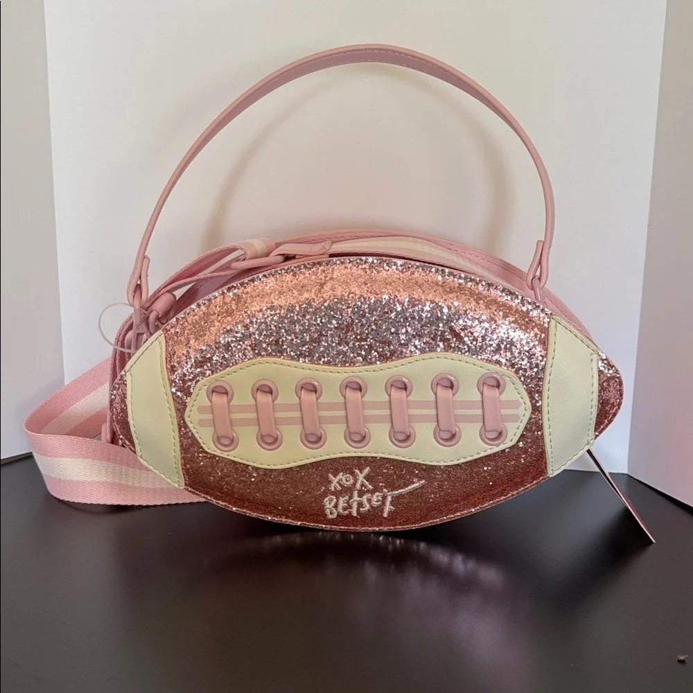 ☀️XOX Betsey Johnson Pink Glitter Football-Shaped Bag 🏈 - Picture 5 of 6